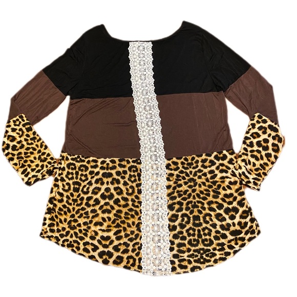 NWOT Black, Brown and Leopard Tunic, Size XL - Picture 3 of 5